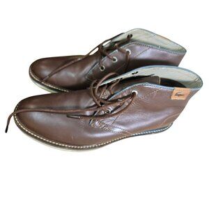 LaCoste Leather Ankle Boots Lace Up Brown Women's Size 7